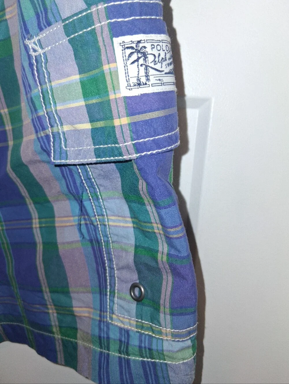 Polo Ralph Lauren Blue & Green Plaid Swim Shorts Size 1XB